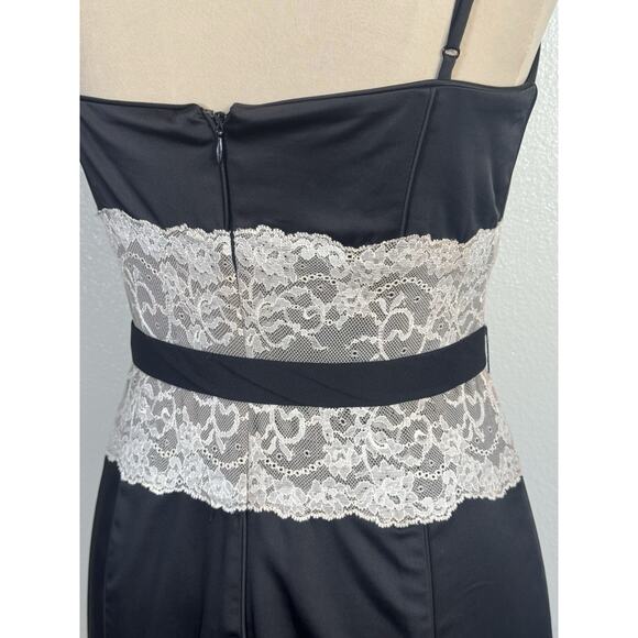 Y2k BCBG Max Azaria Black Cocktail Dress | Lace | Rhinestone Belt | Dark Romance - Picture 14 of 16